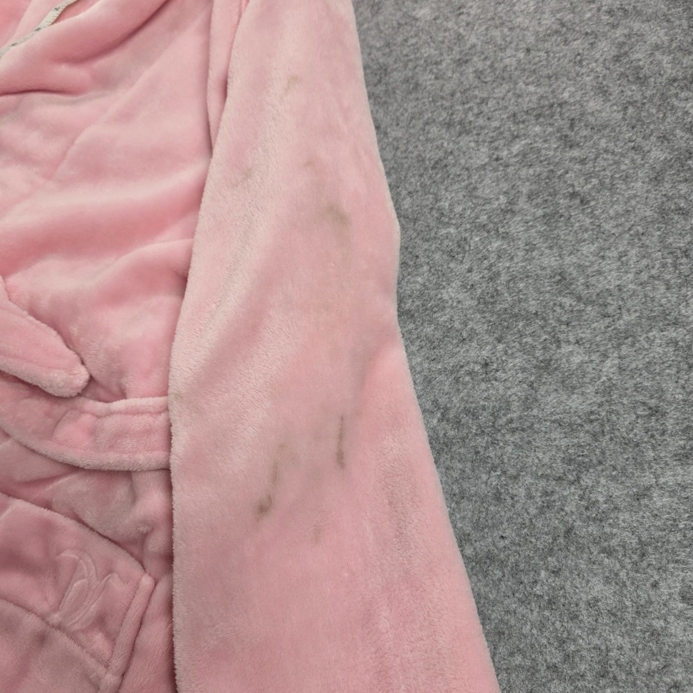 Juicy Couture Pink Fleece Hooded Robe Sequin Logo Sleepwear L/XL Pink Loungewear - Picture 6 of 9